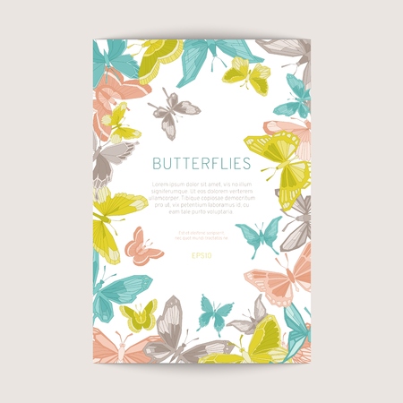 Greeting card with geometric butterflies. Vector illustration EPS10.のイラスト素材