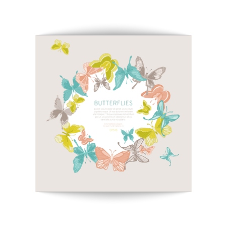 Greeting card with geometric butterflies. Vector illustration EPS10.のイラスト素材