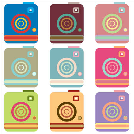 Retro Camera Colorful Clip Artのイラスト素材