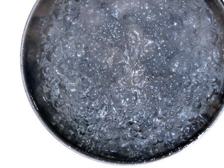 zenithal detail of a pot full of water when boiling the spaghetti to cook                               の写真素材