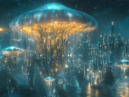 Fantasy alien planet in outer space. 3d render illustration.の素材