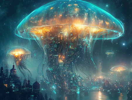 Fantasy alien planet. 3D illustration. Elements of this image furnished by NASAの素材