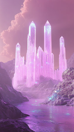 Fantasy alien planet. 3D illustration of a fantasy alien planet.の素材