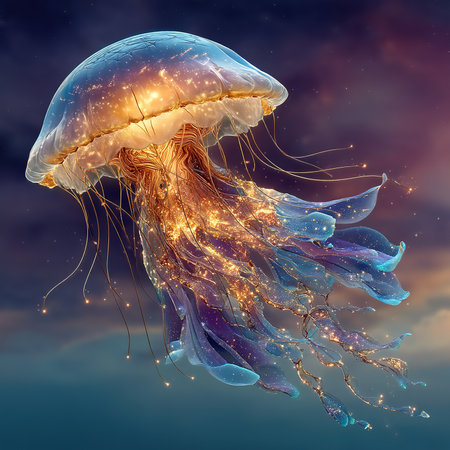 Jellyfish in the outer space. 3D rendering of jellyfishの素材