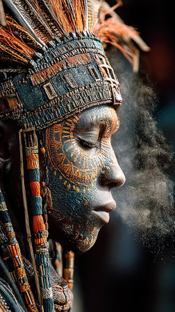 Portrait of an indigenous man in Papua New Guinea.の素材