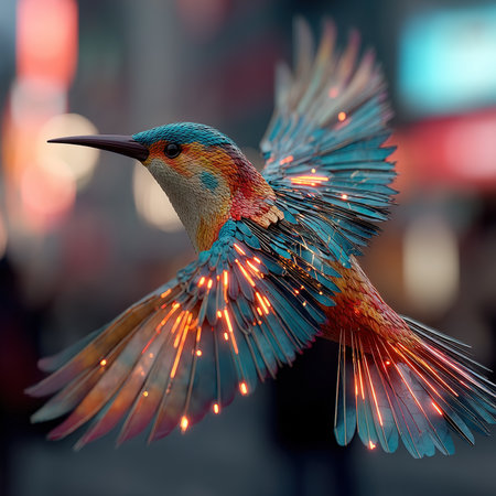 Colorful bird in the night sky. Wildlife scene from nature.の素材