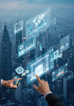 Smart city and innovation concept with wireless communication and internet of things ( IOT)の素材