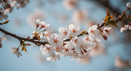 cherry blossom in spring time with soft focus and shallow depth of fieldの素材