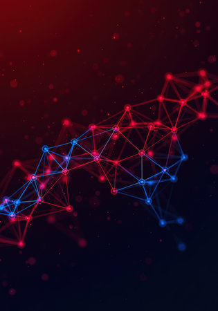 Abstract polygonal space low poly dark background with connecting dots and lines. Connection structure. 3d renderingの素材