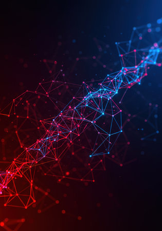 Abstract polygonal space low poly dark background with connecting dots and lines. Connection structure. 3d renderingの素材