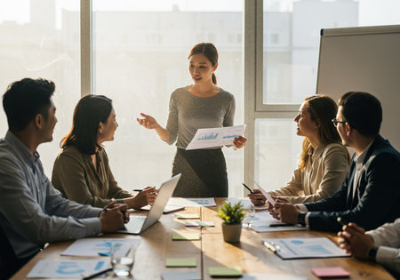 Group of business people working together in the office. Business concept.の素材