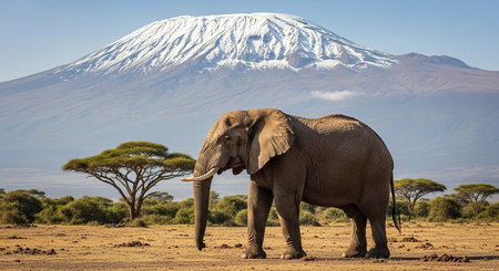 Elephant in Amboseli National Park, Kenya, Africa.の素材