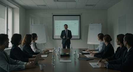 Group of business people discussing business plan  in the meeting room.の素材
