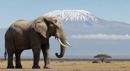 Elephant in Amboseli National Park, Kenya, Africa.の素材
