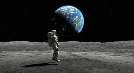 Astronaut and Earth planet. Elements of this image are furnished by NASAの素材