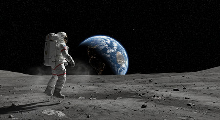 Astronaut in outer space against the background of the planet.の素材