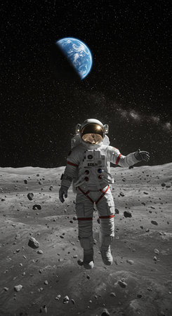 Astronaut in outer space against the background of the planet.の素材