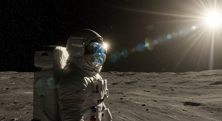 Astronaut in outer space. Science fiction. 3D renderingの素材