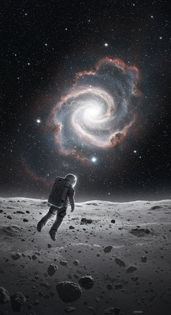 Astronaut in outer space against the background of the planet.の素材