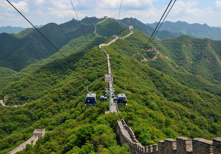 Majestic Great Wall of China in a beautiful summer day, Chinaの素材