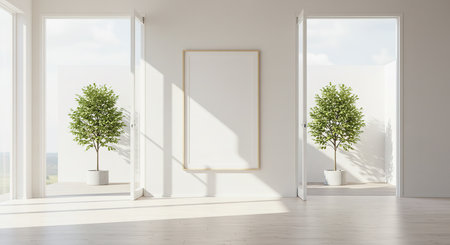 Modern bright interiors apartment 3D rendering illustration mockup computer generated imageの素材