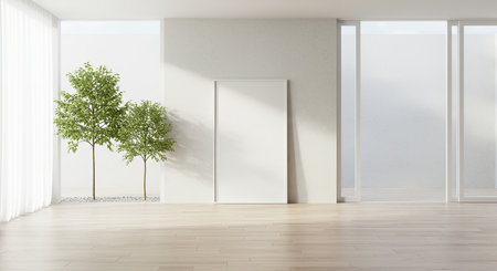 Modern bright interiors 3D rendering illustration computer generated image not photosの素材