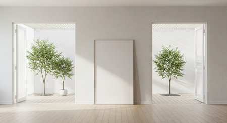 Modern bright interiors 3D rendering illustration mockup computer generated imageの素材