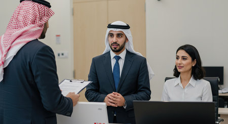 Multiethnic group of business people in a meeting at the officeの素材