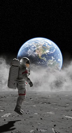 Astronaut against the background of the planet. Elements of this image furnished by NASAの素材