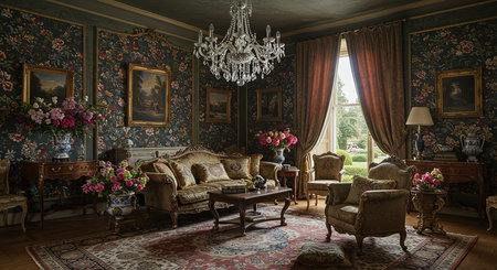 Luxury classic interior of a room with baroque furnitureの素材