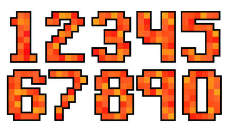 typography numbers pixelのイラスト素材