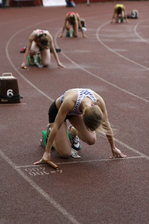 runners getting readyの写真素材
