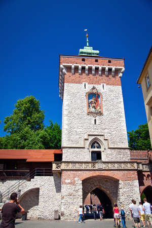 the Florian Gate - the old entrance to Krakow, Polandのeditorial素材