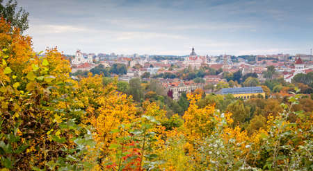 beautiful panorama of Old town in Vilnius - capital of Lithuania, in autumn