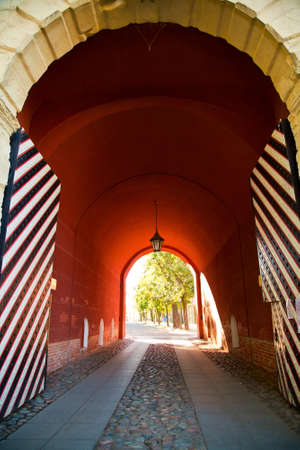 open gates in Peter and Paul Fortress in St Petersburg, Russiaの写真素材