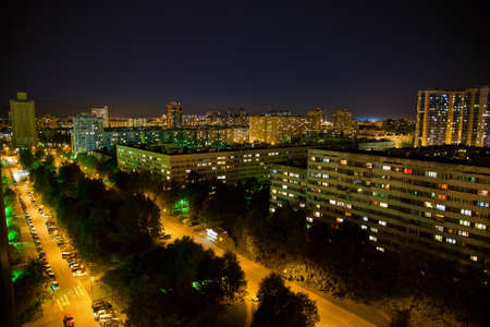 the residential district of modern blocks of flats at night, Saint-Petersburg, Russiaの写真素材