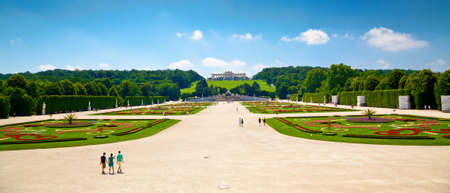 tourists walking through the Gardens near Schonbrunn palace in Viennaのeditorial素材
