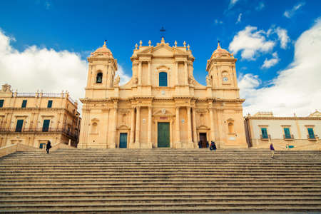 Baroque style Noto Cathedral, Sicily, Italy  In 2002 Noto and its church were declared a UNESCO World Heritage Site のeditorial素材