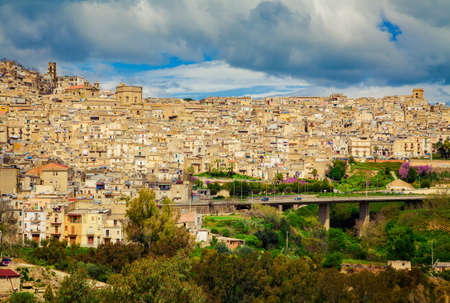 old residential architecture at Caltagirone, Sicily, Italyの写真素材