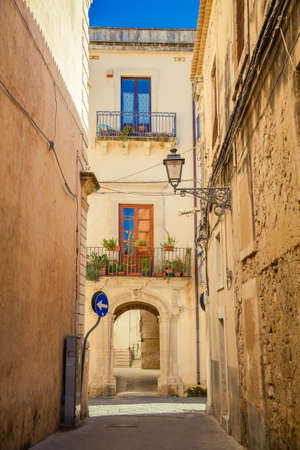 side street at the famous city of Sicily - Syracuseの写真素材
