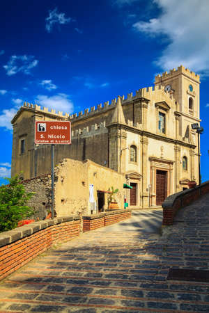 Church of St. Nicolo in Savoca, Sicily. This is a shooting location for Godfather - in this church Michael was marriedの写真素材