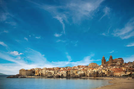 beautiful view of of Cefalu old town, Sicilyの写真素材