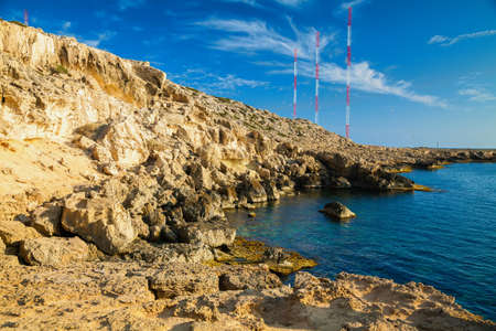 rocky coastline of a natural park Cape Greco near Ayia Napa, Cyprusの写真素材