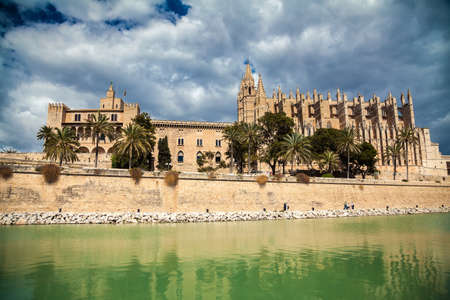 famous Palma Cathedral in Palma de Mallorca, Spainの写真素材
