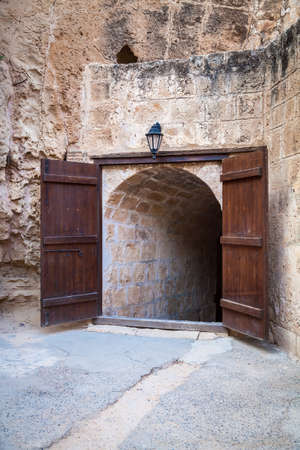the entrance to the small orthodox chapel in the yard of Ayia Napa Monastery, Cyprusの写真素材