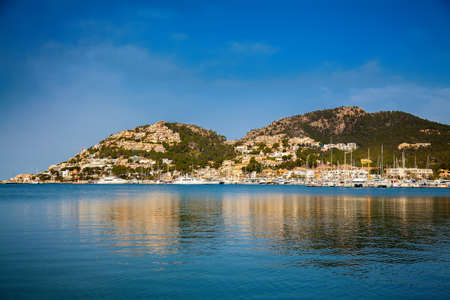 view of hills with houses in Port d'Andratx, Majorca, Spainの写真素材