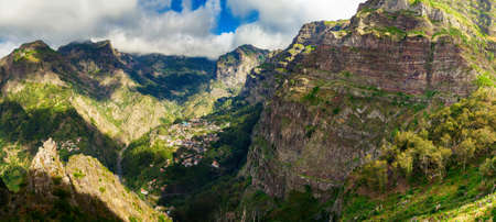 panoramic view of the Nuns Valley (Curral das Freiras) in Madeira, Portugalの写真素材