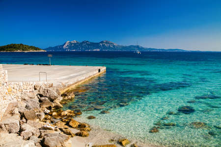 stone pier near the Cala Pi de La Posada beach at the cape Formentor, Mallorca, Spain