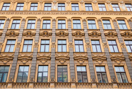 the wall of Art Nouveau architecture style of Riga, Latvia