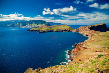 beautiful view of the coastline at the Ponta de Sao Lourenco, the eastern part of Madeira, Portugalの写真素材